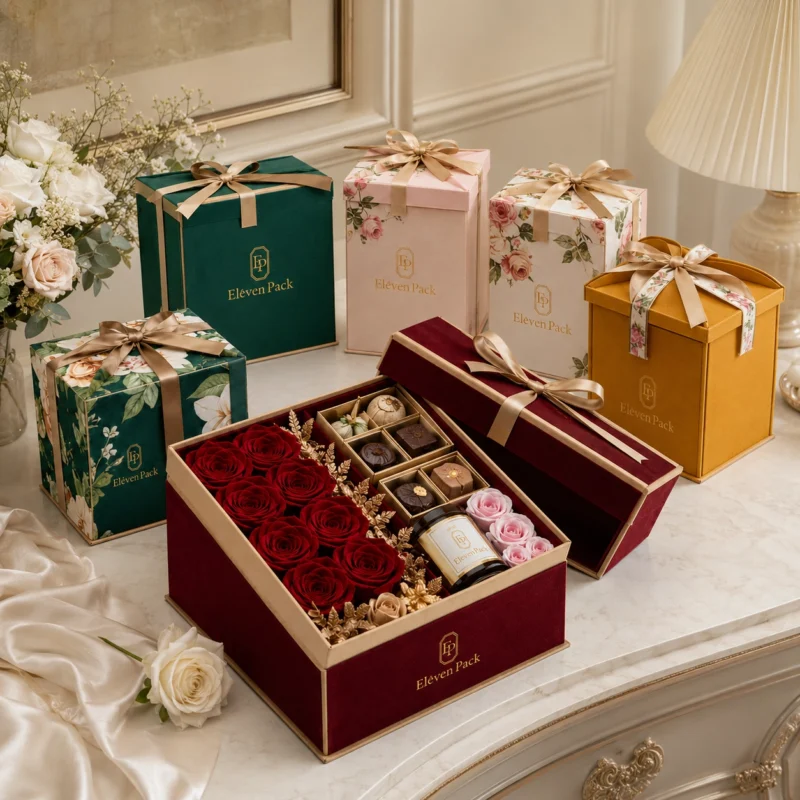 Specialty Paper Square Ribbon Bow Gift Box - material or structure detail - GB-BM-02-P15