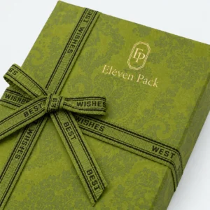 Green Paper Flip-Top Ribbon Bow Printed Gift Box - material or structure detail - GB-BM-02-P17