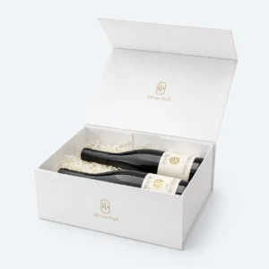 White Paper Magnetic Closure Flip-Top Retail Wine Gift Box - open product view - GB-BM-02-P2 White Paper Magnetic Closure Flip-Top Retail Wine Gift Box - open product view - GB-BM-02-P2