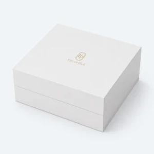 White Paper Magnetic Closure Flip-Top Retail Wine Gift Box - closed product view - GB-BM-02-P2 White Paper Magnetic Closure Flip-Top Retail Wine Gift Box - closed product view - GB-BM-02-P2