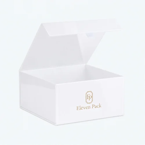 Pure White Paper Magnetic Flip-Top Gift Box - open product view - GB-BM-02-P24