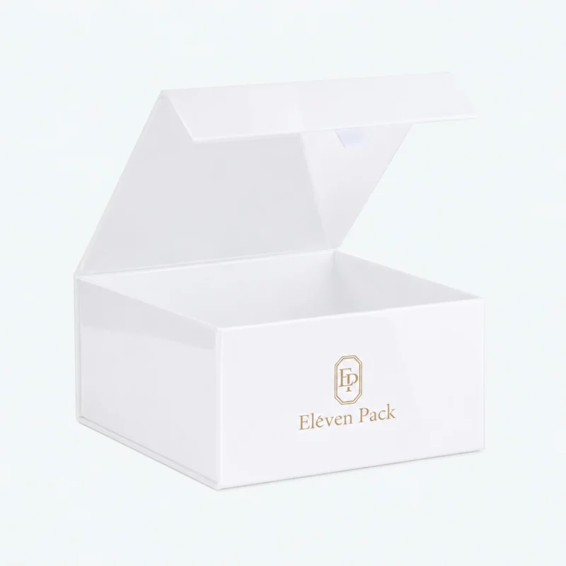 Pure White Paper Magnetic Flip-Top Gift Box - open product view - GB-BM-02-P24 Pure White Paper Magnetic Flip-Top Gift Box - open product view - GB-BM-02-P24