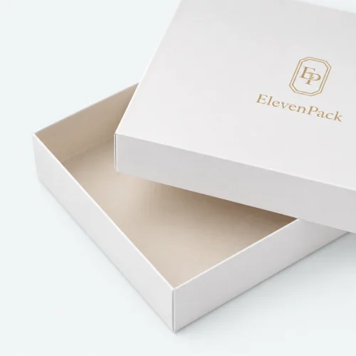 White Christmas Cardboard Gift Box - closed product view - GB-BM-02-P25 White Christmas Cardboard Gift Box - closed product view - GB-BM-02-P25