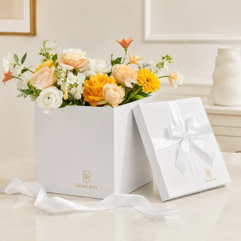 White Large White With Lid Cardboard Gift Box - lifestyle usage scene - GB-BM-02-P28 White Large White With Lid Cardboard Gift Box - lifestyle usage scene - GB-BM-02-P28