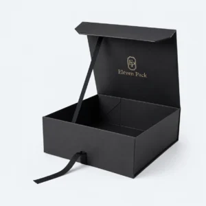 Black Ribbon Bow Cardboard Gift Box - open product view - GB-BM-02-P31