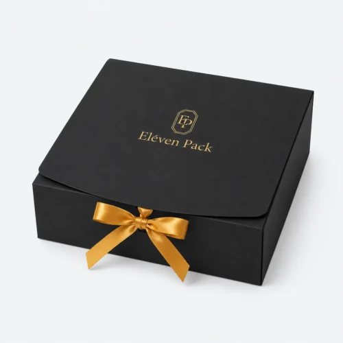 Black With Lid Retail Cardboard Jewelry Gift Box - closed product view - GB-BM-02-P32