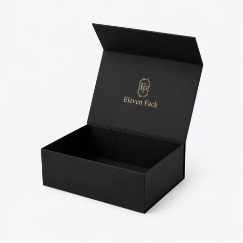 Black Matte Cardboard Gift Box - open product view - GB-BM-02-P33 Black Matte Cardboard Gift Box - open product view - GB-BM-02-P33