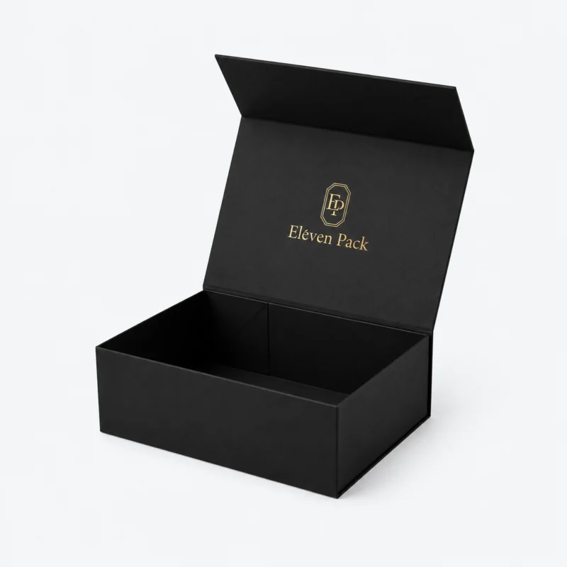 Black Matte Cardboard Gift Box - open product view - GB-BM-02-P33