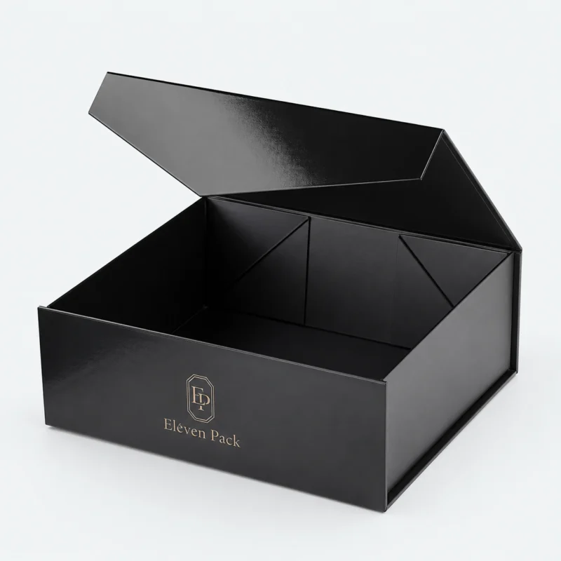 Black Cardboard Gift Box - open product view - GB-BM-02-P34