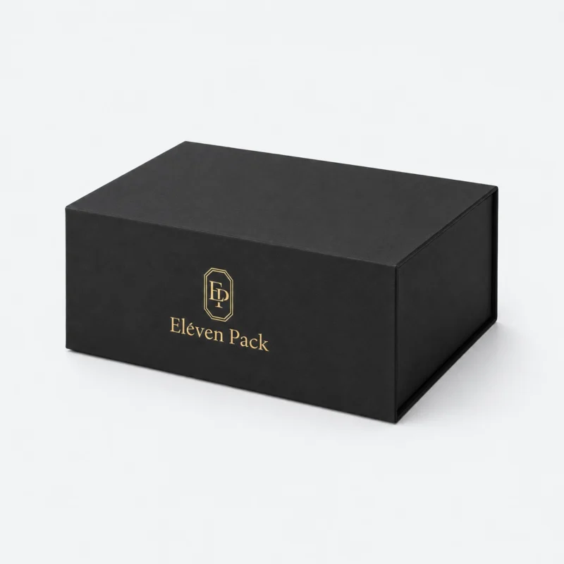 Black Magnetic Closure Foldable Large Cardboard Gift Box - closed product view - GB-BM-02-P35