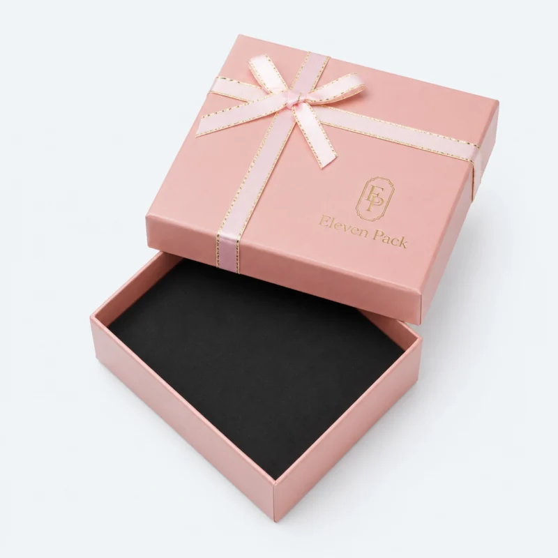Multicolor Lid and Base Small Ribbon Bow Cardboard Gift Box - open product view - GB-BM-02-P38