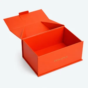 Orange Paper Foldable Flip-Top Gift Box - open product view - GB-BM-02-P43 Orange Paper Foldable Flip-Top Gift Box - open product view - GB-BM-02-P43
