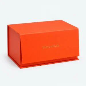 Orange Paper Foldable Flip-Top Gift Box - closed product view - GB-BM-02-P43 Orange Paper Foldable Flip-Top Gift Box - closed product view - GB-BM-02-P43