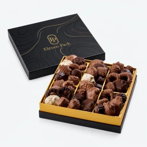 Black Paper Luxury Chocolate Gift Box - open product view - GB-BM-02-P59
