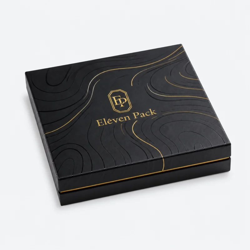 Black Paper Luxury Chocolate Gift Box - closed product view - GB-BM-02-P59 Black Paper Luxury Chocolate Gift Box - closed product view - GB-BM-02-P59