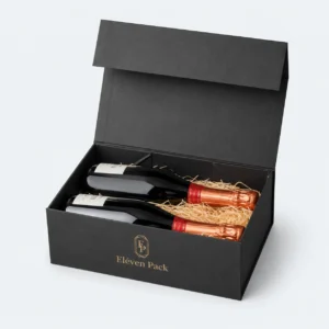 Black Paper Magnetic Closure Flip-Top Premium Gift Box - open product view - GB-BM-02-P6 Black Paper Magnetic Closure Flip-Top Premium Gift Box - open product view - GB-BM-02-P6