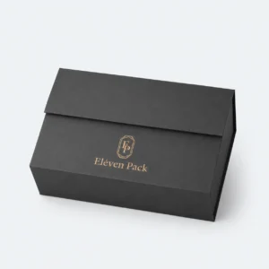 Black Paper Magnetic Closure Flip-Top Premium Gift Box - closed product view - GB-BM-02-P6 Black Paper Magnetic Closure Flip-Top Premium Gift Box - closed product view - GB-BM-02-P6