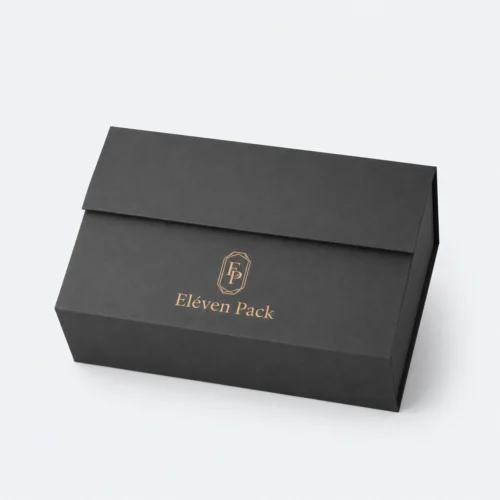 Black Paper Magnetic Closure Flip-Top Premium Gift Box - closed product view - GB-BM-02-P6