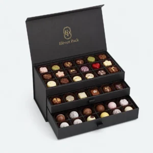 Black Flip-Top Three-Layer Cardboard Chocolate Gift Box - open product view - GB-BM-02-P64