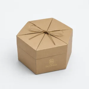 Gold Art Paper Hexagon Gift Box - closed product view - GB-BM-02-P69