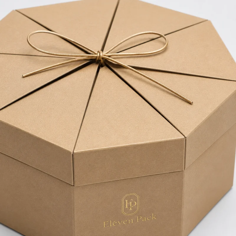 Gold Art Paper Hexagon Gift Box - material or structure detail - GB-BM-02-P69