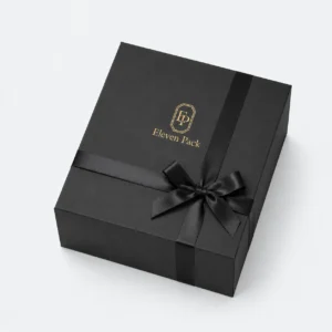Black Rectangular Square Ribbon Bow Cardboard Gift Box - closed product view - GB-BM-02-P70