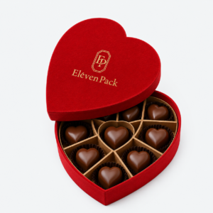 Red Heart-Shaped Cardboard Chocolate Gift Box - open product view - GB-BM-02-P74