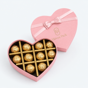 Pink Heart-Shaped Cardboard Chocolate Gift Box - open product view - GB-BM-02-P75