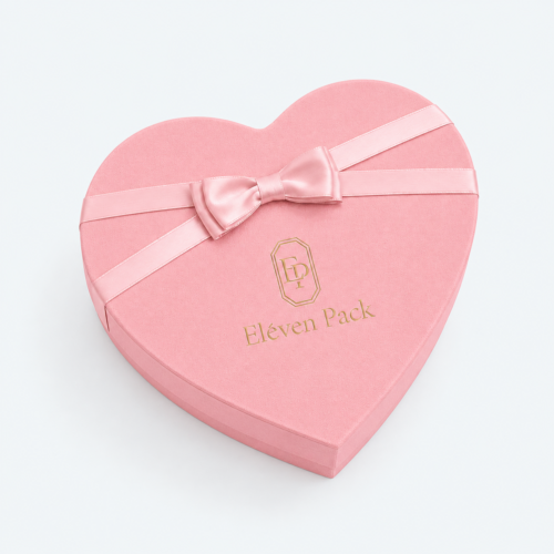 Pink Heart-Shaped Cardboard Chocolate Gift Box - closed product view - GB-BM-02-P75