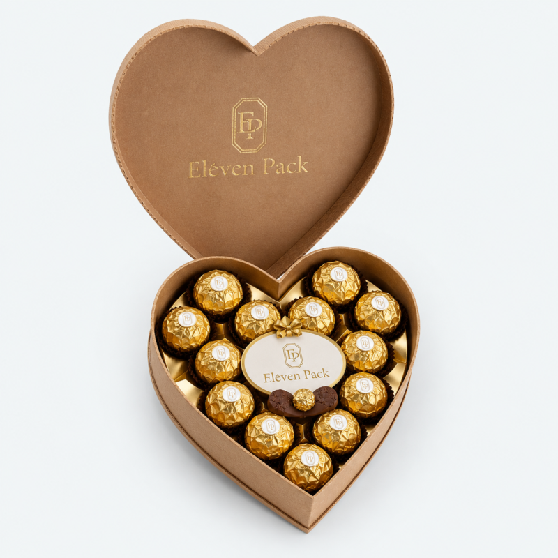 Luxury Branded Heart-Shaped Cardboard Chocolate Gift Box - open product view - GB-BM-02-P77