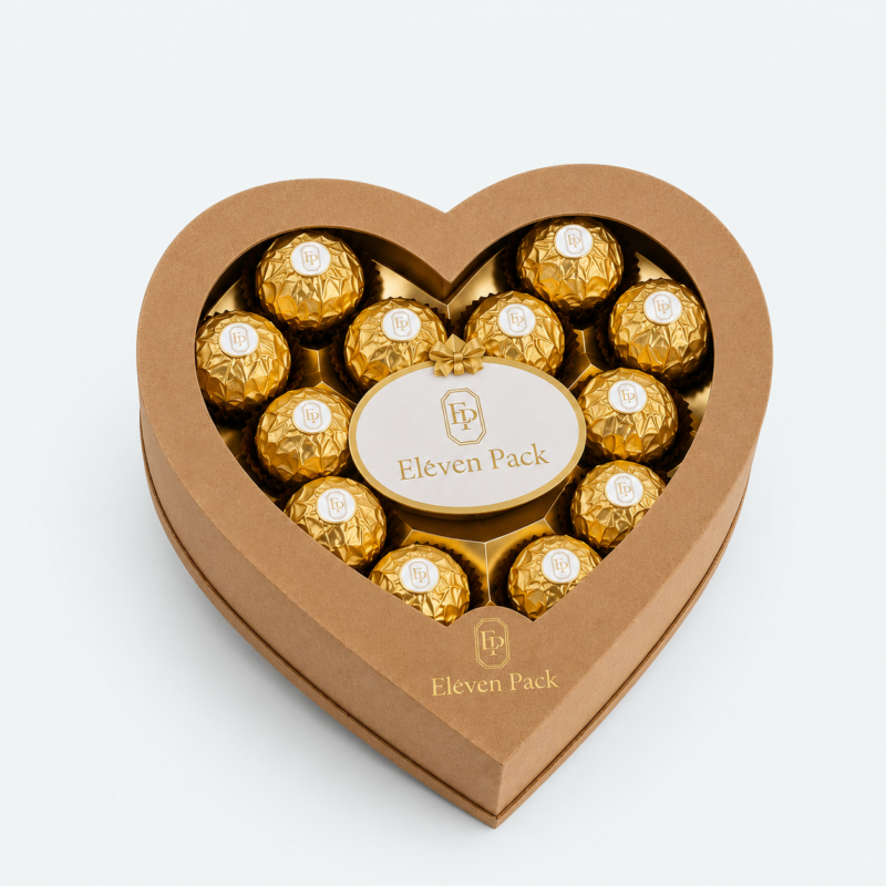 Luxury Branded Heart-Shaped Cardboard Chocolate Gift Box - closed product view - GB-BM-02-P77