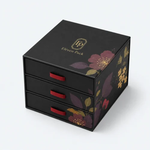 Black Paper Multifunctional Multi-Layer Chocolate Gift Box - closed product view - GB-BM-02-P8