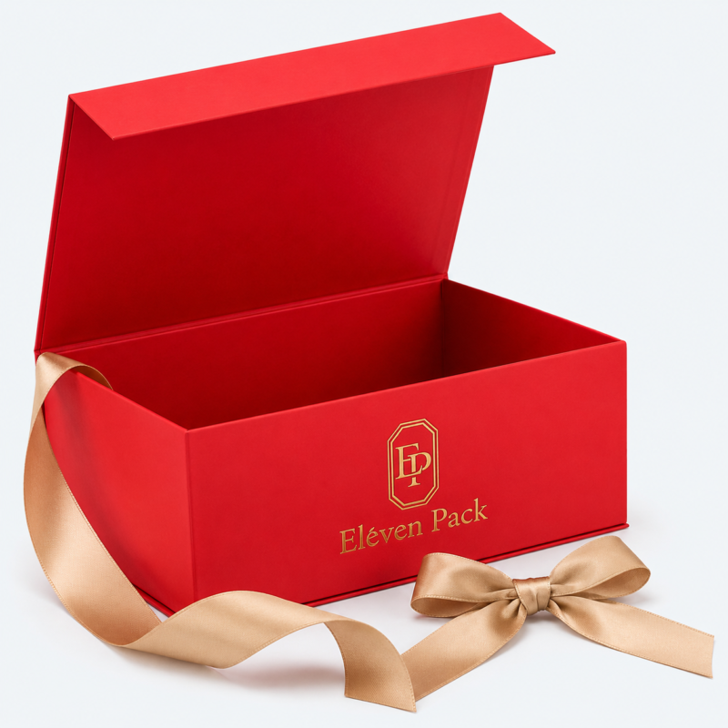 Red and Green Christmas Cardboard Gift Box - open product view - GB-BM-02-P82 Red and Green Christmas Cardboard Gift Box - open product view - GB-BM-02-P82