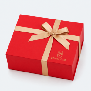Red and Green Christmas Cardboard Gift Box - closed product view - GB-BM-02-P82 Red and Green Christmas Cardboard Gift Box - closed product view - GB-BM-02-P82
