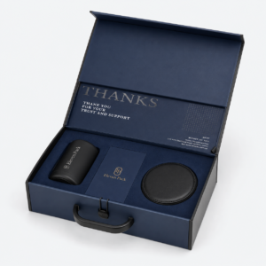 Blue Luxury Corporate Cardboard Gift Box - open product view - GB-BM-02-P84