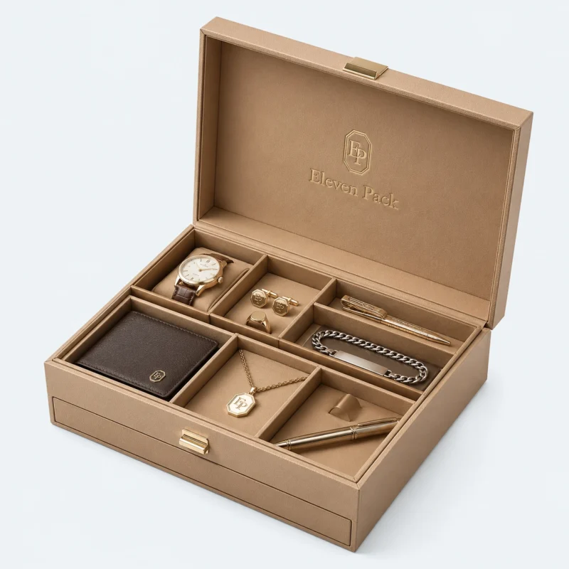 Wood Tone Drawer Multifunctional Gift Box - open product view - GB-BM-02-P9 Wood Tone Drawer Multifunctional Gift Box - open product view - GB-BM-02-P9
