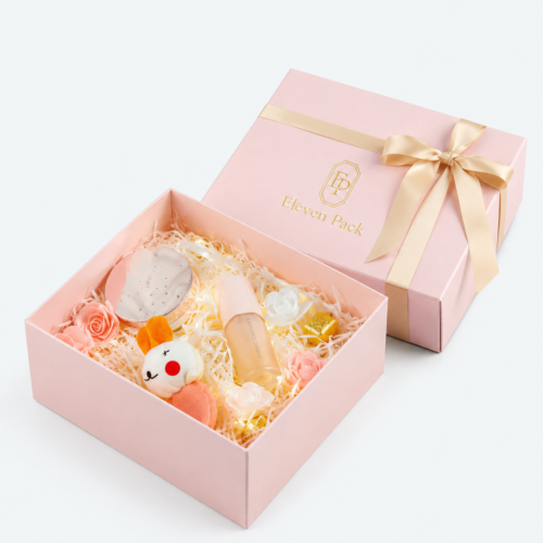 Pink Multifunctional Ribbon Bow Cardboard Gift Box - open product view - GB-BM-02-P91 Pink Multifunctional Ribbon Bow Cardboard Gift Box - open product view - GB-BM-02-P91