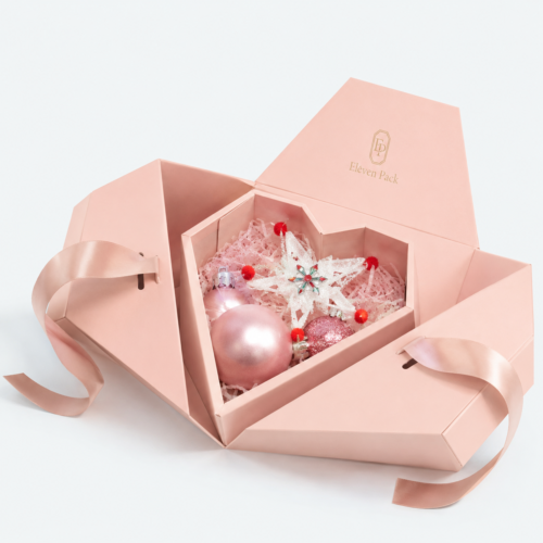 Lid and Base Heart-Shaped Romantic Cardboard Gift Box - open product view - GB-BM-02-P95