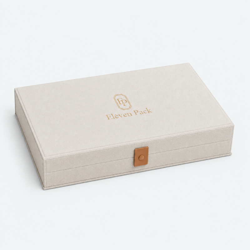 Fabric Flip-Top Buckle Closure Compact Storage Bag - closed product view - GB-BM-03-P6