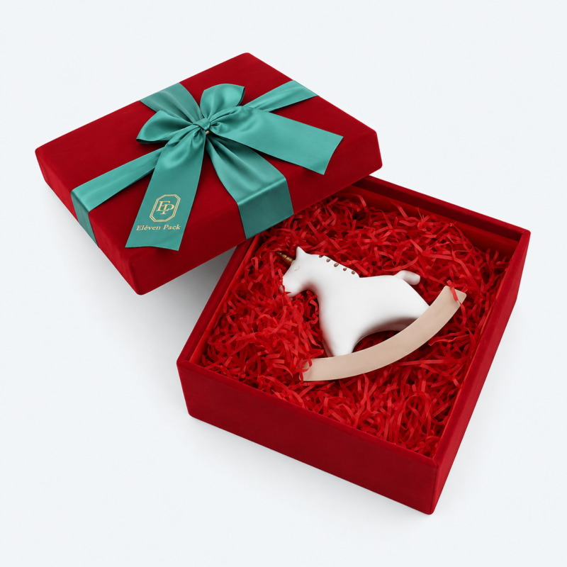 Red Fabric Anniversary Ribbon Bow Birthday Gift Box - open product view - GB-BM-03-P7 Red Fabric Anniversary Ribbon Bow Birthday Gift Box - open product view - GB-BM-03-P7