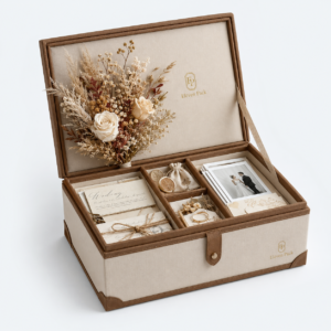 Fabric Luxury Wedding Gift Box - open product view - GB-BM-03-P9