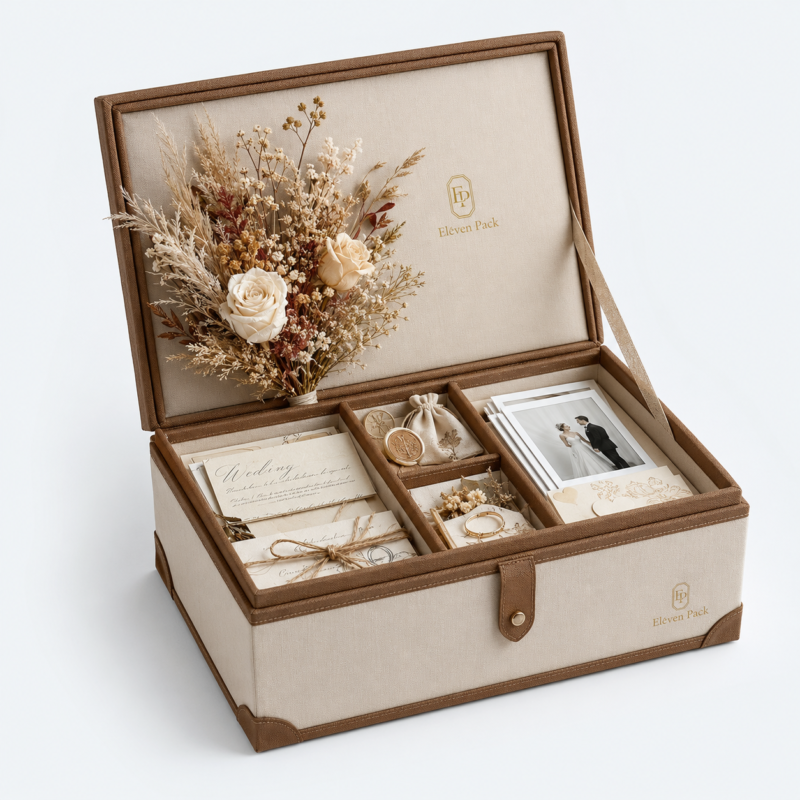 Fabric Luxury Wedding Gift Box - open product view - GB-BM-03-P9