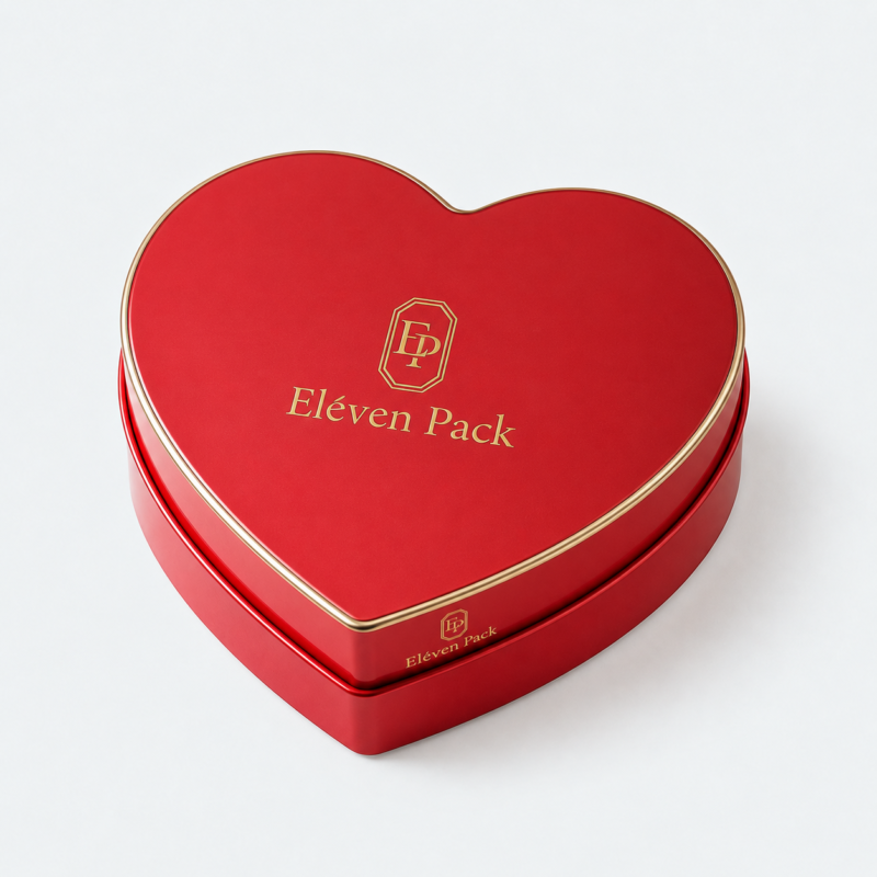 Tin Heart-Shaped Chocolate Gift Box - closed product view - GB-BM-05-1