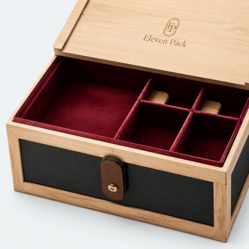 Wooden Drawer Multifunctional Multi-Layer Luxury Gift Box - material or structure detail - GB-BM-06-P1