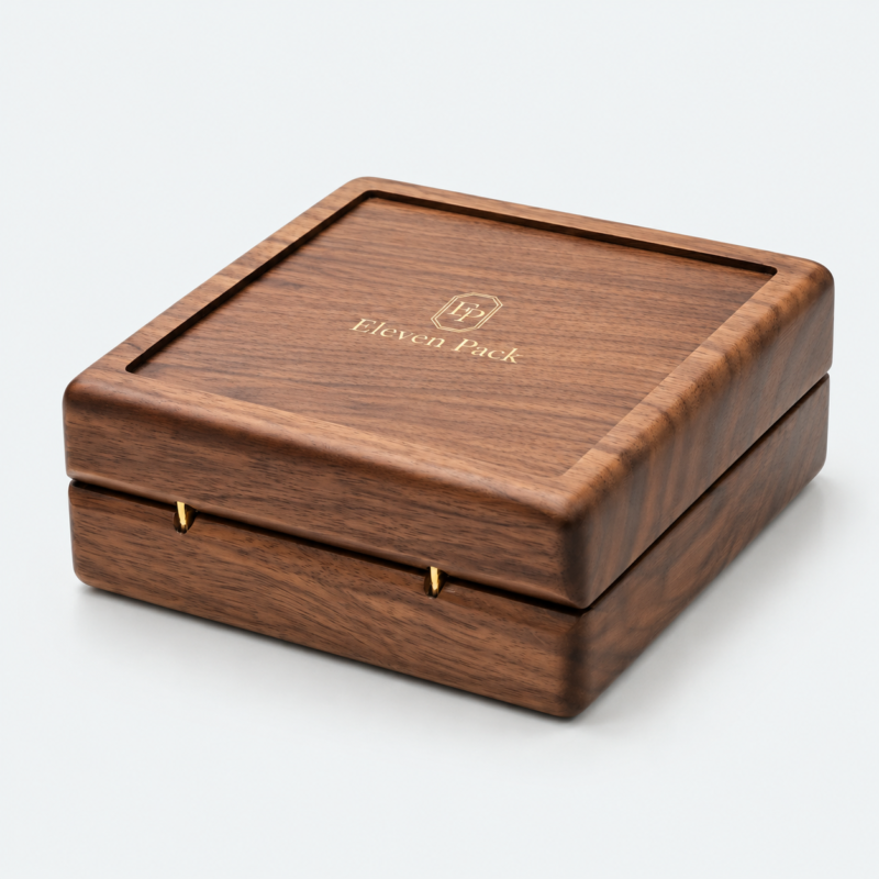 Walnut Flip-Top Wooden Necklace Gift Box - closed product view - GB-BM-06-P10 Walnut Flip-Top Wooden Necklace Gift Box - closed product view - GB-BM-06-P10