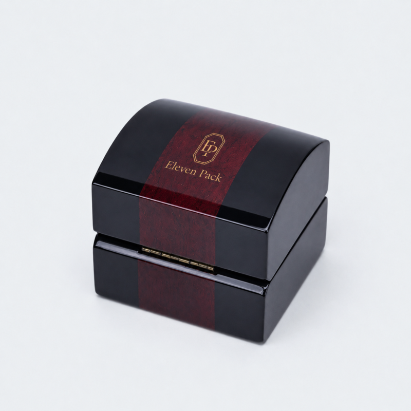 Black Wooden Luxury Ring Gift Box - closed product view - GB-BM-06-P12
