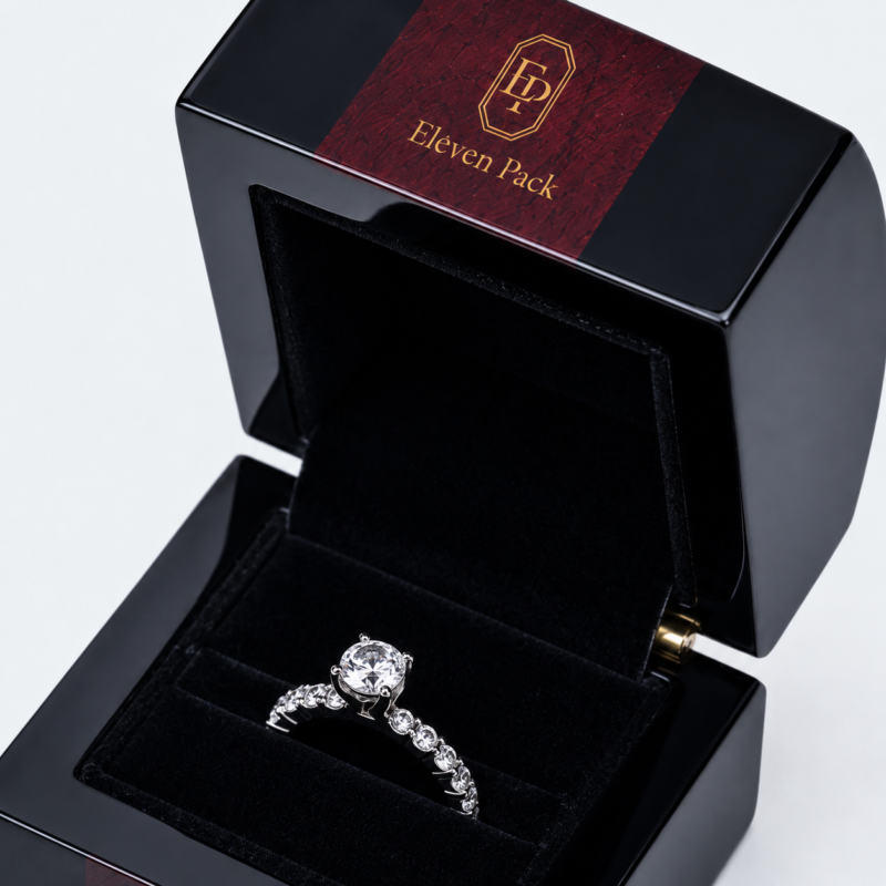 Black Wooden Luxury Ring Gift Box - material or structure detail - GB-BM-06-P12