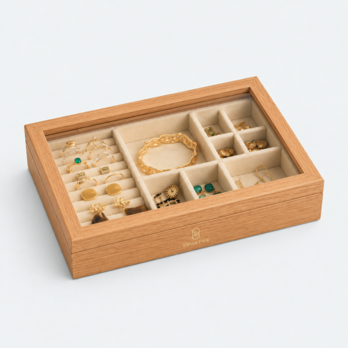 Wooden Multifunctional Jewelry Gift Box - closed product view - GB-BM-06-P15