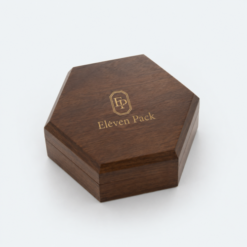 Wooden Hexagon Jewelry Gift Box - closed product view - GB-BM-06-P18