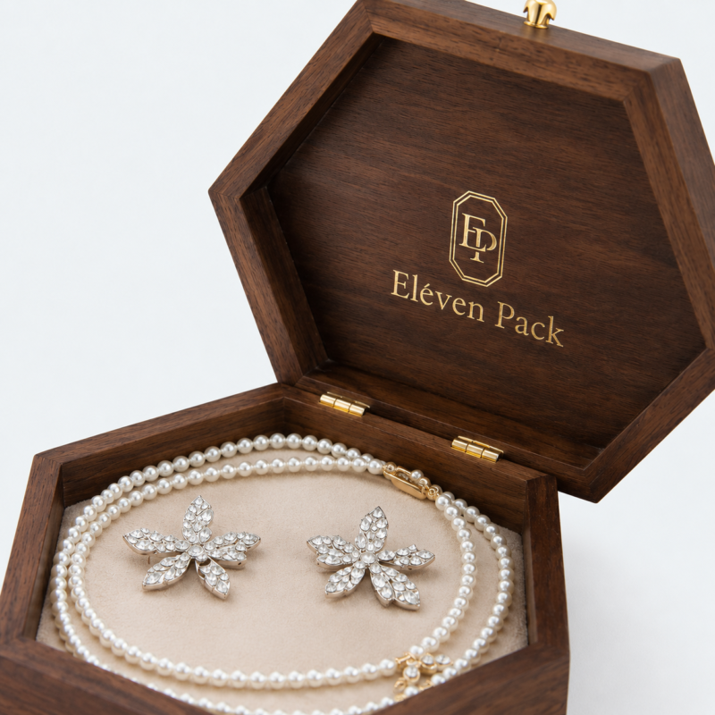 Wooden Hexagon Jewelry Gift Box - material or structure detail - GB-BM-06-P18